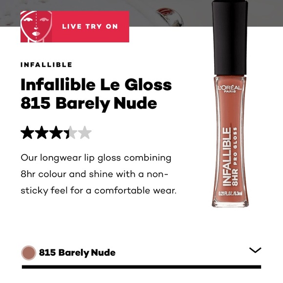 L’Oréal Infallible 8HR PRO GLOSS in Barely Nude - Picture 2 of 4